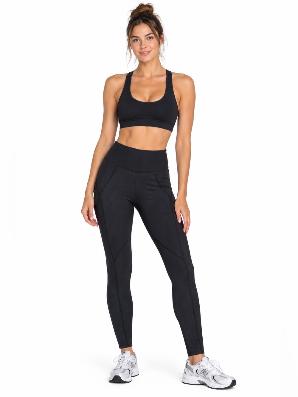 Free People High Waist Side Pocket/Zipper Geometric Seams Ankle Hem Slit Legging
